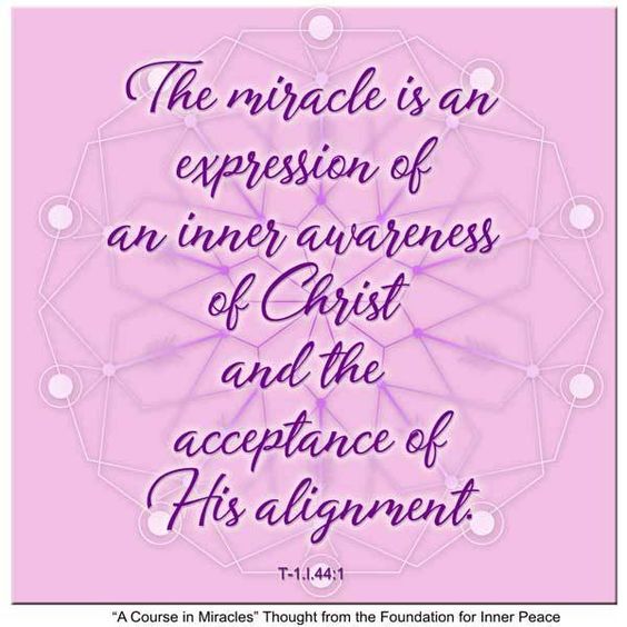 graphic (ACIM Weekly Thought): "The miracle is an expression of an inner awareness of Christ and acceptance of His alignment." T-1.I.44:1