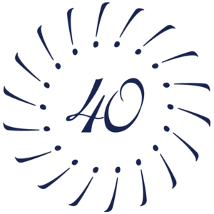 design graphic: 40 surrounded by exclamation points