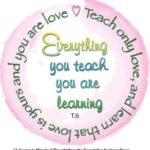 graphic (ACIM Weekly Thought): "Everything you teach you are learning. Teach only love, and learn that love is yours and you are love." T-6.III.4:8-9