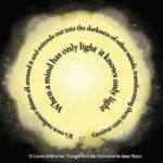 graphic (ACIM Weekly Thought): "When a mind has only light, it knows only light. Its own radiance shines all around it, and extends out into the darkness of other minds, transforming them into majesty." T-7.XI.8:1-2