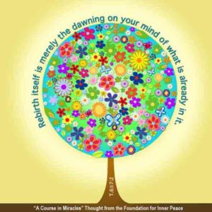 graphic (ACIM Weekly Thought): "I am the model for rebirth, but rebirth itself is merely the dawning on your mind of what is already in it." T-6.I.7:2