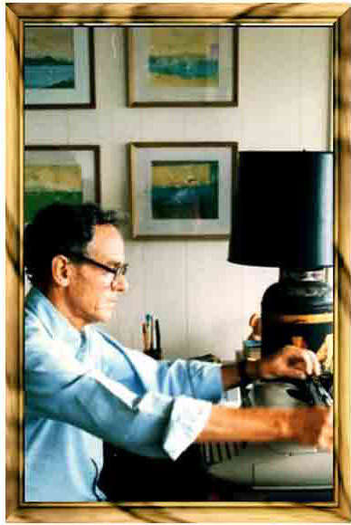 photo: Dr. William “Bill” Thetford at typewriter