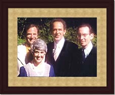 photo - group: Robert "Bob" Skutch, Judith "Judy" Skutch Whitson, Dr. William Thetford and Dr. Kenneth Wapnick
