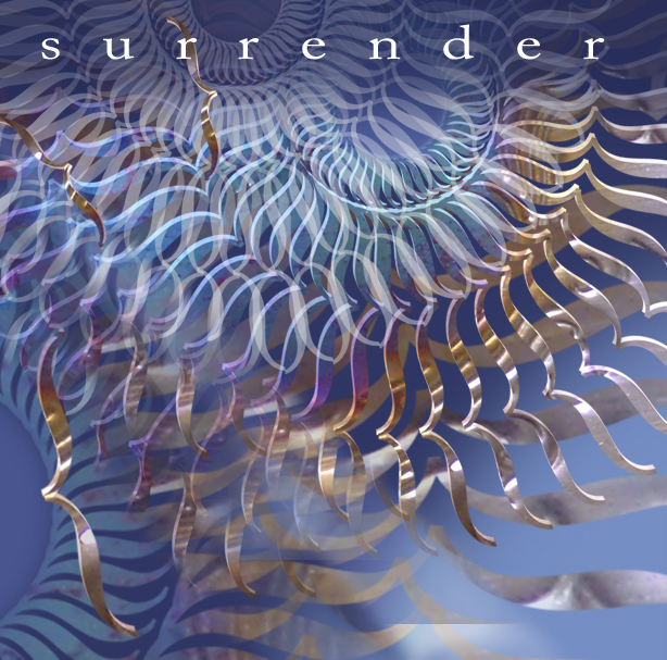 Meditation graphic: "surrender" parallel 'birds' formed by { characters with chambered nautilus motif