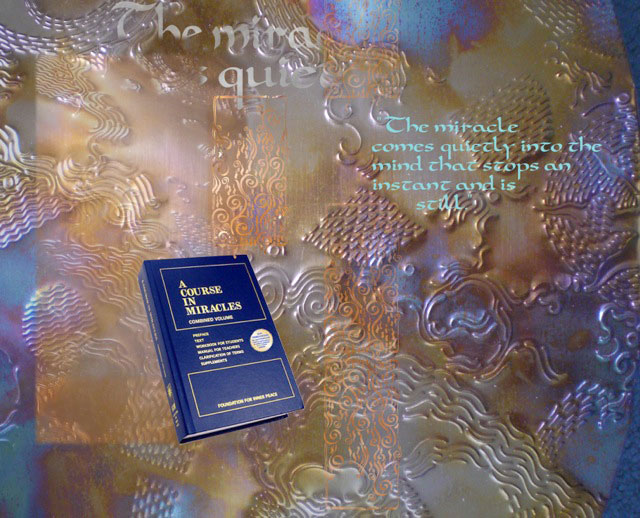 graphic: Meditation Quote - "The miracle comes quietly into the mind that stops an instant and is still." – T-28.I.11:1